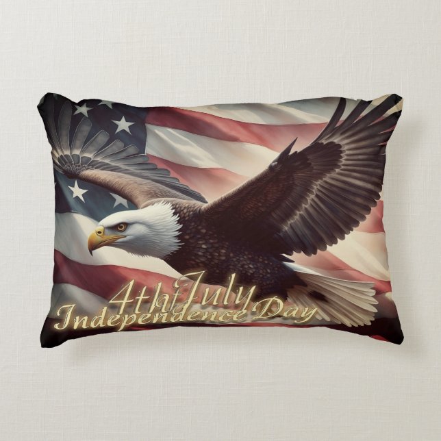 Coussins Décoratifs 4 juillet aigle avec drapeau américain (Devant)