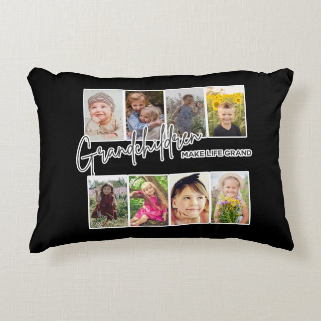 Coussins Décoratifs 8 Photo "Les petits-enfants font la vie grand" (Devant)