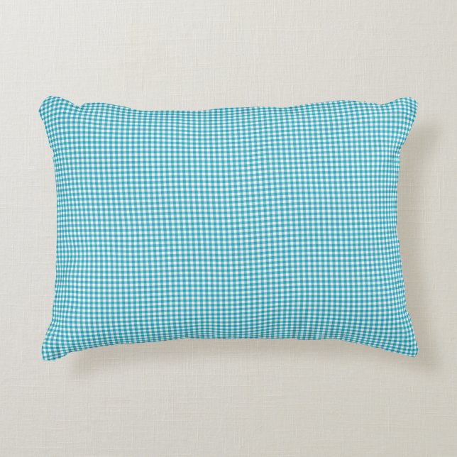 Coussins Décoratifs A blue and white gingham-patterned pillow  (Devant)
