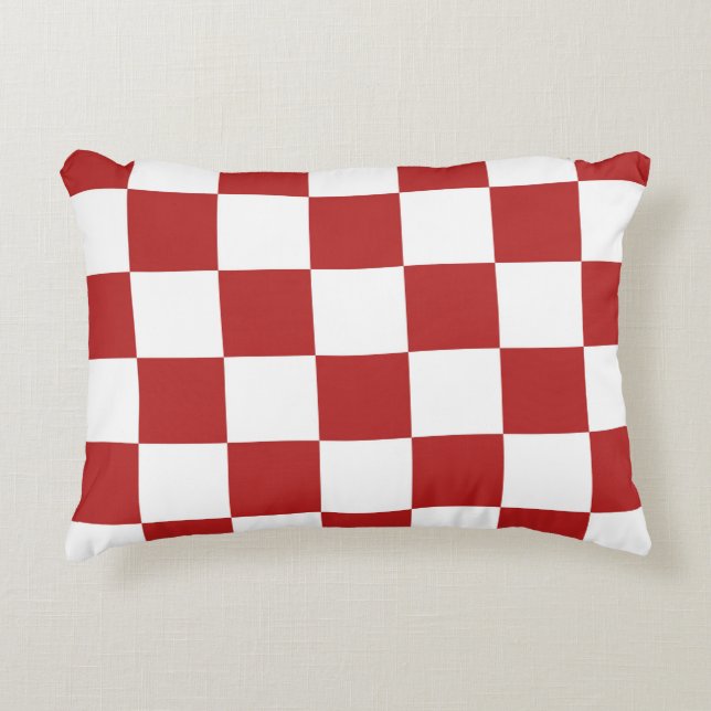 Coussins Décoratifs à damiers rouge et blanc (Devant)