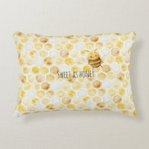 Coussins Décoratifs Abeille à miel douce jaune doré en nid d'abeille m