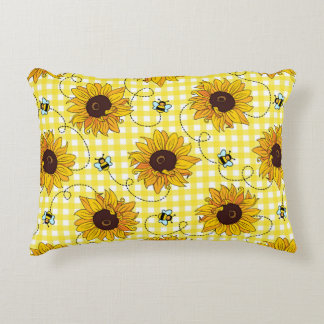 Coussins Décoratifs Abeilles mignonnes et tournesols sur un arrière - 