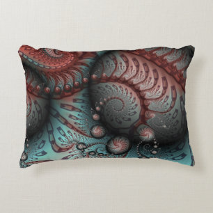 Coussins Décoratifs Abstrait Fantaisie Vive Art Fractal Brun Bleu