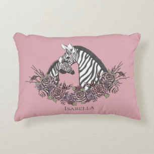 Coussins Décoratifs Accent dessiné à la main rose zèbre mauve