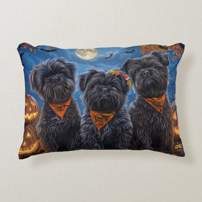 Coussins Décoratifs Affenpinscher Halloween Éffrayant (Devant)