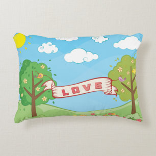 Coussins Décoratifs Aimer mignon Arbres Fleurs Oiseaux Nom de l'enfant