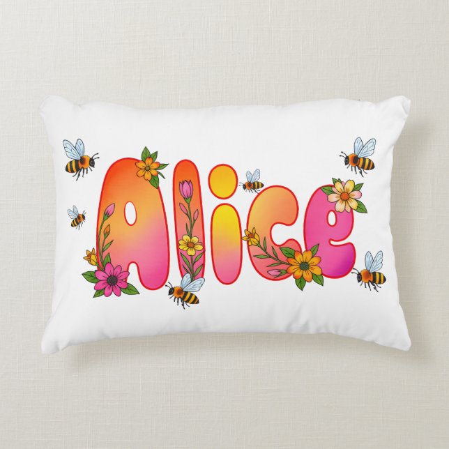 Coussins Décoratifs Alice- Personalized Bee Pillow (Devant)