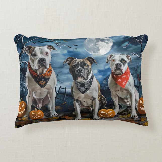 Coussins Décoratifs American Staffordshire Halloween Éffrayant (Devant)