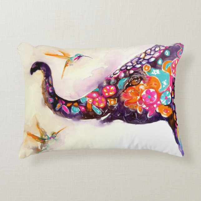Coussins Décoratifs "Amis enchanteurs" colibri et éléphant (Devant)
