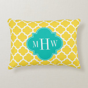 Coussins Décoratifs Ananas Blanc Marocain #5 Sarcelle 3 Monogramme Ini
