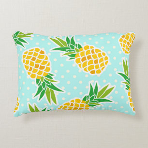 Coussins Décoratifs Ananas Exotiques : Polka Bleu-Dot Amusant.