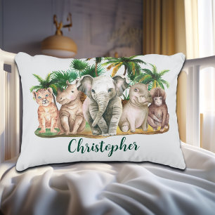 Coussins Décoratifs Animaux de Safari Nom Personnalisé Palmiers