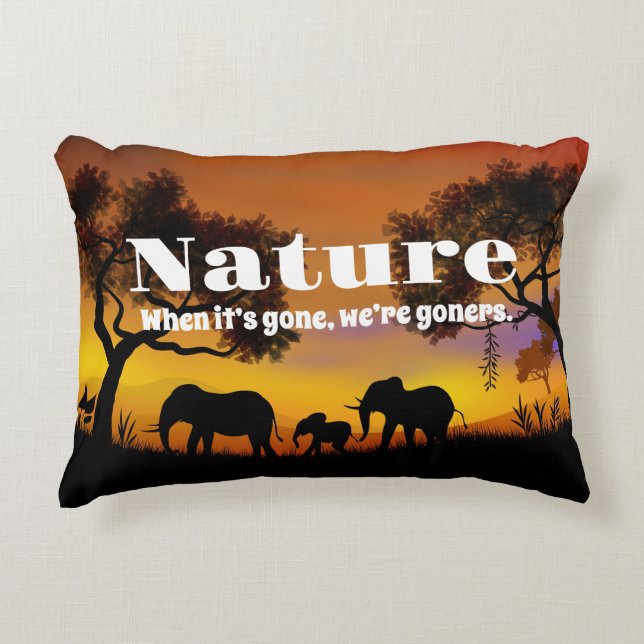Coussins Décoratifs Apprécier la nature et les éléphants (Devant)