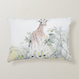Coussins Décoratifs Aquarelle Baby Giraffe avec feuillage