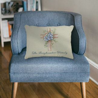 Coussins Décoratifs Aquarelle bleu Floral Croix personnalisée