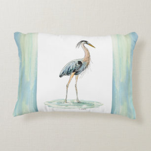 Coussins Décoratifs Aquarelle bleue de héron