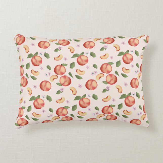 Coussins Décoratifs Aquarelle botanique Pêches et fleurs (Devant)