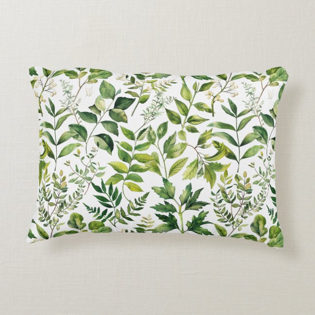 Coussins Décoratifs Aquarelle Botanique Vert feuilles (Dos)