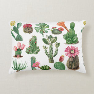 Coussins Décoratifs Aquarelle colorée Cactus et succulents Fleurs