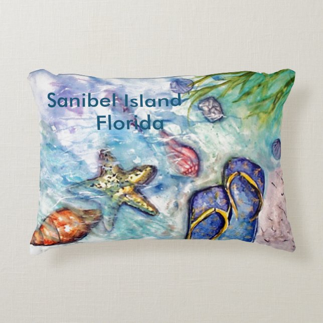 Coussins Décoratifs Aquarelle de bascules électroniques de Sanibel (Devant)