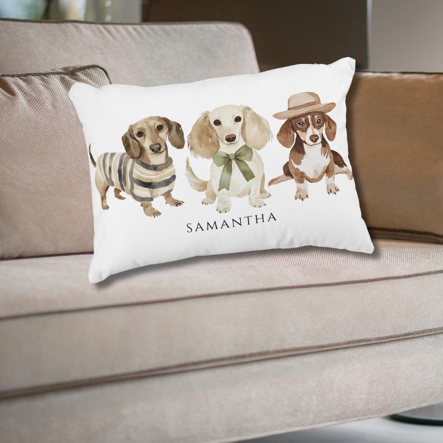 Coussins Décoratifs Aquarelle de chien personnalisée mignonne (Créateur téléchargé)