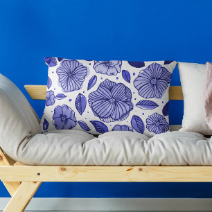 Coussins Décoratifs Aquarelle et fleurs d'encre - palette bleue