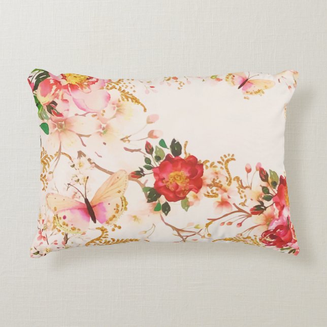 Coussins Décoratifs Aquarelle Fleurie Butterfly Flush Parties scintill (Devant)