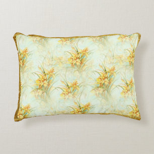 Coussins Décoratifs Aquarelle Jaune Florale Daffodieuse Parties scinti