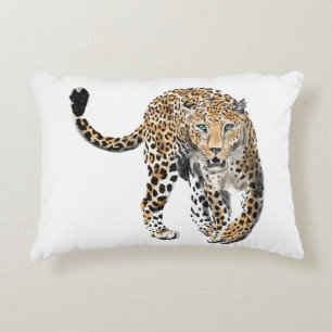 Coussins Décoratifs aquarelle léopard jungle chat animal peint vert