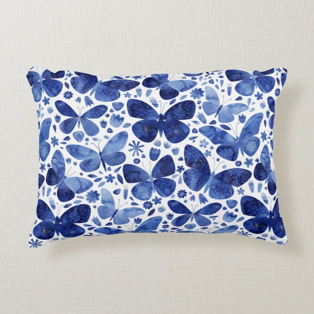 Coussins Décoratifs Aquarelle papillon bleu (Devant)