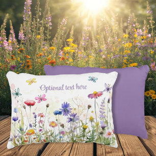 Coussins Décoratifs Aquarelle Papillons fleur sauvage texte de livre
