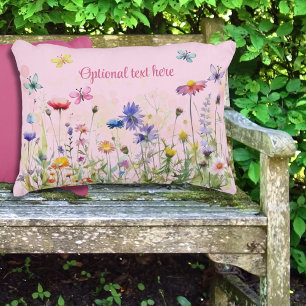 Coussins Décoratifs Aquarelle Papillons fleur sauvage texte de livre