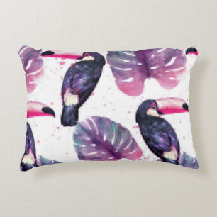 Coussins Décoratifs Aquarelle Perroquets : Tropical Ultra-Violet Chic.
