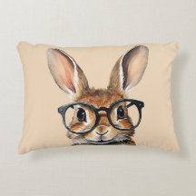 Aquarelle Portrait Joli Lapin Avec Verres