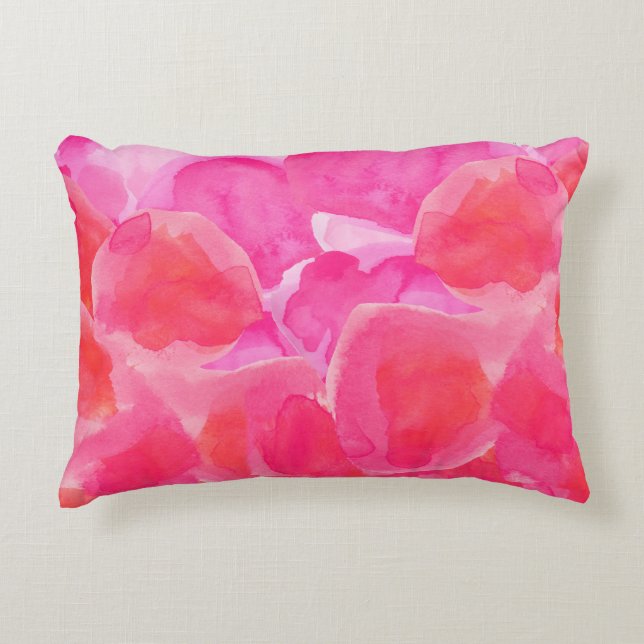 Coussins Décoratifs Aquarelle rose chaud Floral Lisse Pilllow (Devant)