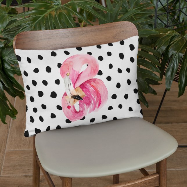 Coussins Décoratifs Aquarelle rose exotique moderne Flamant rose & poi (Créateur téléchargé)