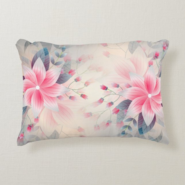 Coussins Décoratifs Aquarelle rose fleurie (Devant)