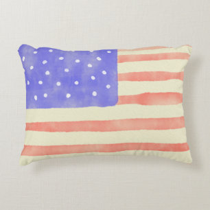 Coussins Décoratifs Aquarelle rustique USA drapeau américain