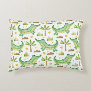 Coussins Décoratifs Aquarelle transparente motif de crocodile palmier