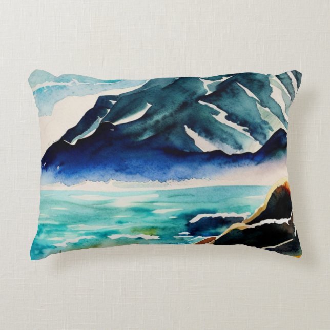 Coussins Décoratifs Aquarelle vue mer (Devant)