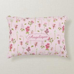 Coussins Décoratifs Aquarelle Whimsical Fées & Fleurs rose