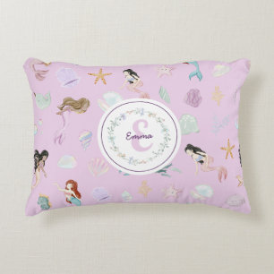 Coussins Décoratifs Aquarelle Whimsical Mermaids Monogramme