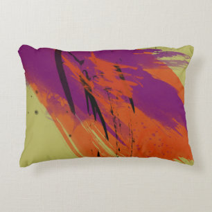 Coussins Décoratifs Aquarelles d'art Abstrait orange violet vert noir