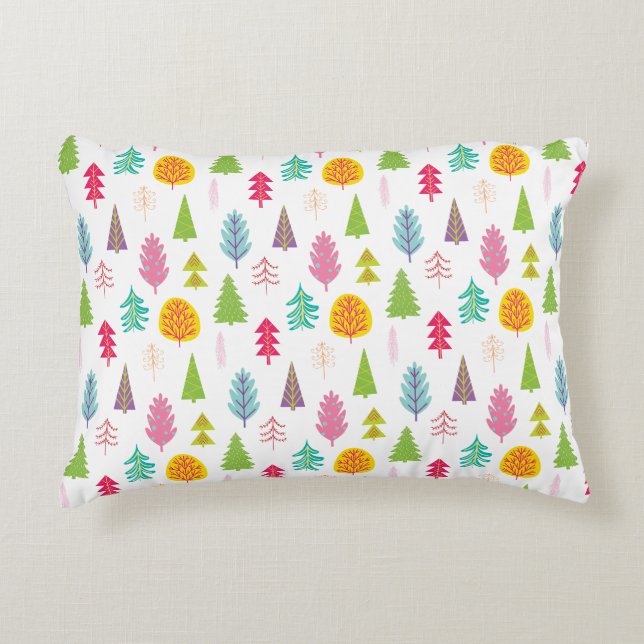 Coussins Décoratifs Arbres de Noël Whimsical colorés (Devant)