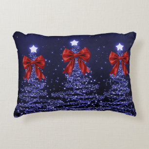 Coussins Décoratifs Arbres scintillants de Noël Bleu marine avec un fa
