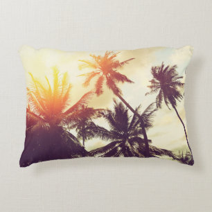 Coussins Décoratifs Arrière - plan de plage tropical avec silhouette d