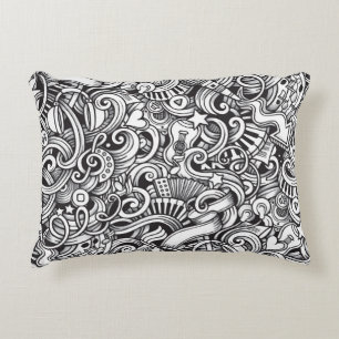 Coussins Décoratifs Arrière - plan Vintage de Doodles de musique