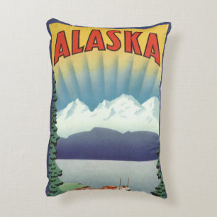 Coussins Décoratifs Art de l'affiche de voyage vintage en Alaska, Pays