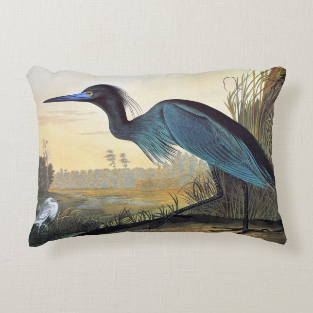 Coussins Décoratifs Audubon : Héron de petit bleu (Devant)