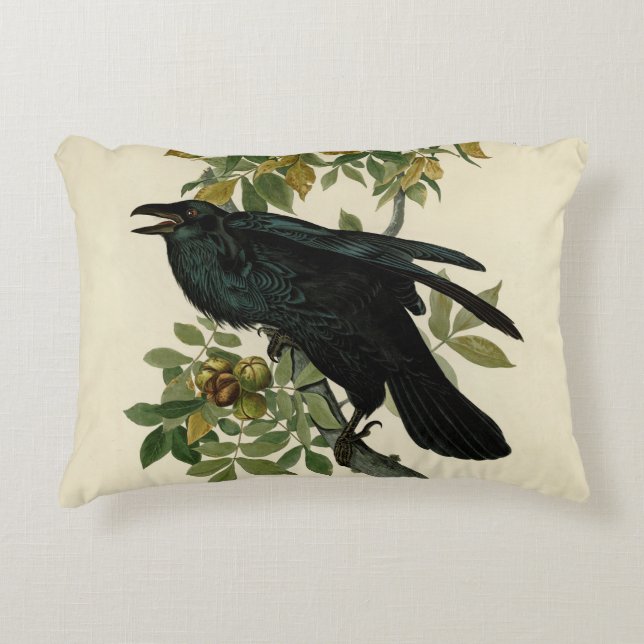 Coussins Décoratifs Audubon Raven Oiseau classique (Devant)